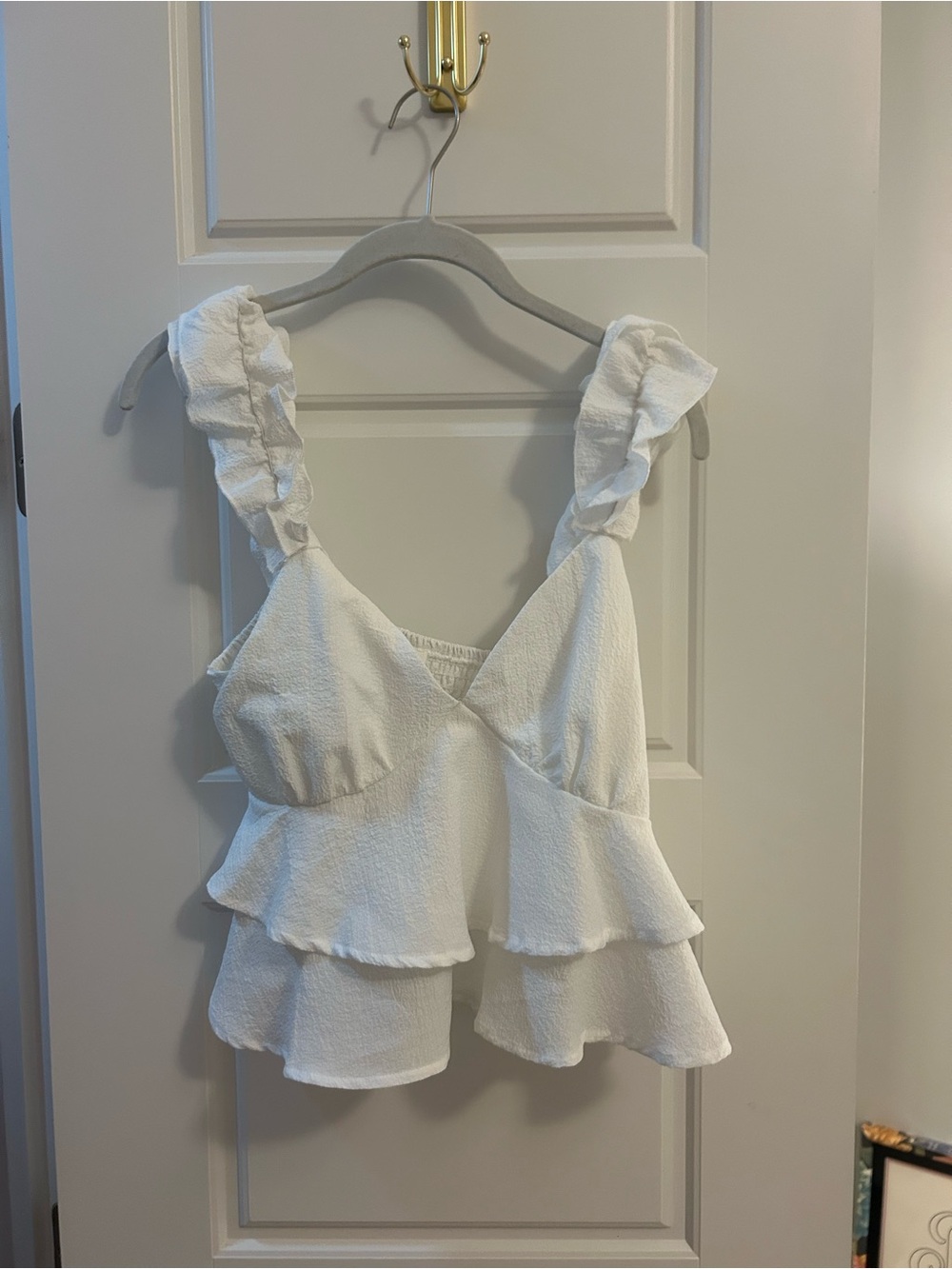 Lush White Ruffled Peplum Tank Top
